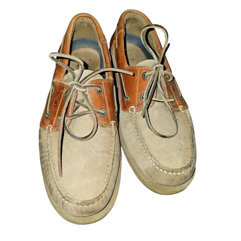 ECCO‎ Mens Brown Leather Boat Shoes Deck Loafer Casual Comfort Walking Shoes Dad